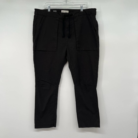 DL1961 Jay Track Chino Pants Men's Size 38x29 Black Drawstring Waist Tapered Leg - Picture 2 of 12
